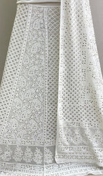 将图像加载到图库查看器中， Women&#39;s Lakhnavi Handcrafted Bridal Pure Silk Georgette Chikankari Lehenga Set - HONC0194940
