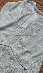 Load image into Gallery viewer, Women&#39;s Lakhnavi Handcrafted Viscose Georgette Chikankari Kurti - HONC0276130
