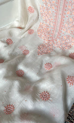 将图像加载到图库查看器中， Women's Lakhnavi Handcrafted Unstitchd Mul Chanderi Kurta And Dupatta Set - HONC0317812