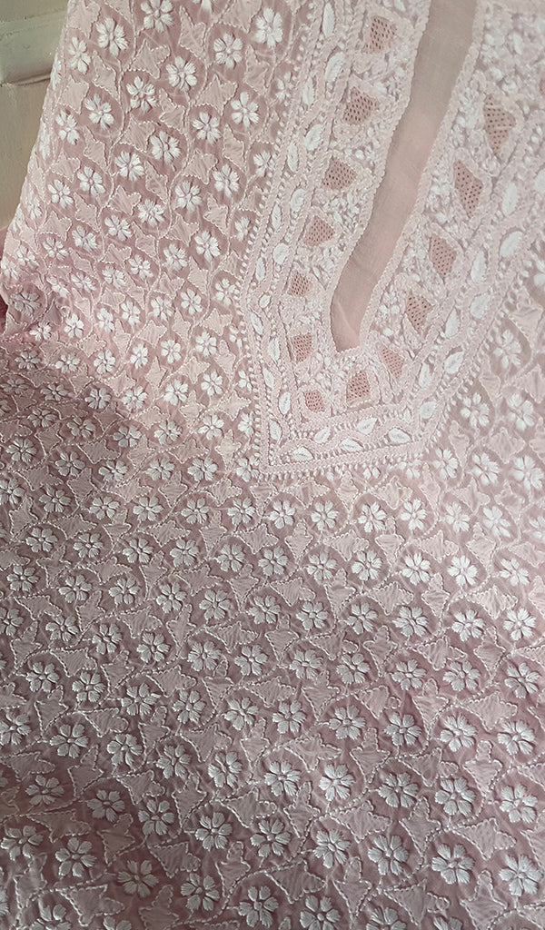 Alina Women's Lakhnavi Handcrafted Cotton Unstitched Chikankari Suit Material - HONC0274642