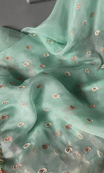 Load image into Gallery viewer, Women&#39;s Lakhnavi Handcrafted Pure Organza Silk Chikankari Unstitched Full Suit Material - HONC0267229
