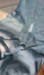 Load image into Gallery viewer, Women&#39;s Lakhnavi Handcrafted Mul Chanderi Chikankari Full Suit Material - HONC0287065
