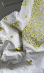 Load image into Gallery viewer, Women&#39;s Lakhnavi Handcrafted Mul Chanderi Unstitched Kurta And Dupatta Set- HONC0311231
