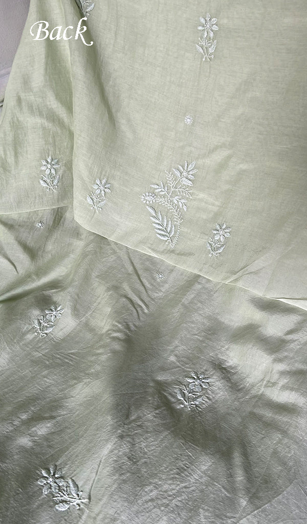 Women's Lakhnavi Handcrafted Muslin Unstitched Chikankari Full Suit - HONC0344376