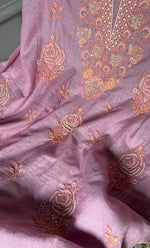 将图像加载到图库查看器中， Women&#39;s Lakhnavi Handcrafted Mul Chanderi UnStitched Kurta And Dupatta Set - HONC0299220
