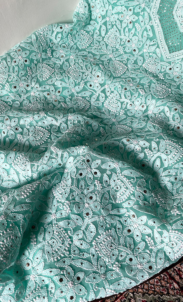 Women's Lucknowi Handcrafted Faux-Georgette Chikankari Suit Material - HONC0263368