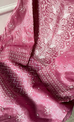 Load image into Gallery viewer, Women's Lakhnavi Handcrafted Tissue Chanderi Semi-Stitched Anarkali And Dupatta Set - HONC0323636