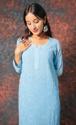 Load image into Gallery viewer, Fareeha Women&#39;s Lakhnavi Handcrafted Viscose Georgette Chikankari Kurti - HONC0318837
