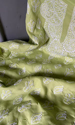 Load image into Gallery viewer, Women&#39;s Lakhnavi Handcrafted Unstitched Cotton Chikankari Suit Material - HONC0264507
