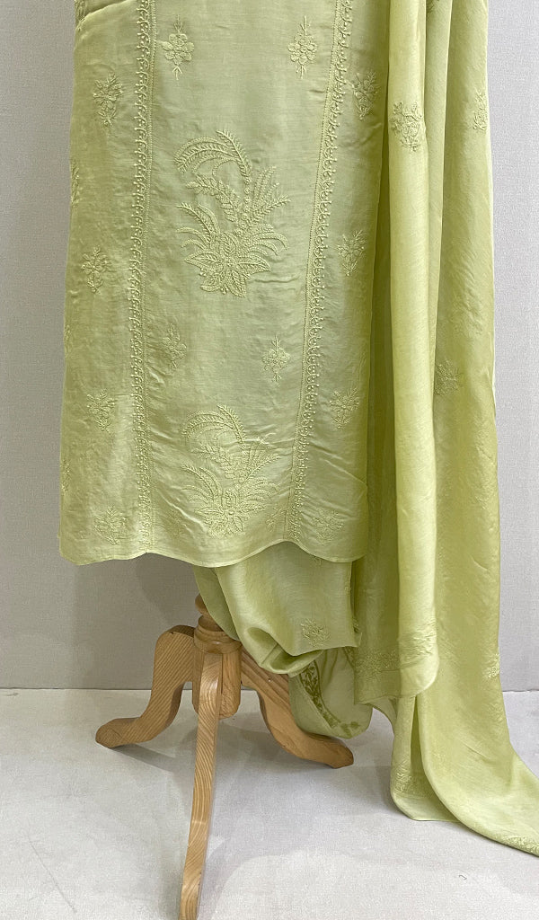 Women's Lucknowi Handcrafted Muslin Chikankari Suit Material - HONC0146099