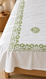 Lakhnavi Handcrafted Cotton Chikankari Bedsheet Set - HONC0394527