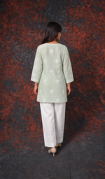Women's Lakhnavi Handcrafted Cotton Chikankari Top - HONC0392432