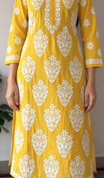 Women's Lucknowi Handcrafted Modal Cotton Chikankari Kurti- HONC0392375