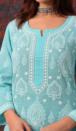 Women's Lucknowi Handcrafted Cotton Chikankari Kurti- HONC0392405