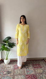 Women's Lucknowi Handcrafted Cotton Chikankari Kurti- HONC0160382