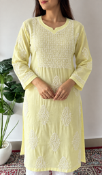 لکھنوی ہاتھ سے تیار کردہ کپاس چکنکاری کورتی - HONC0135342