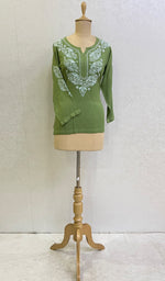 Load image into Gallery viewer, Women&#39;s Lucknowi Handcrafted Modal Cotton Chikankari Top - HONC0148499
