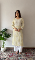 Lucknowi 手工棉质 Chikankari Kurti - HONC0135325
