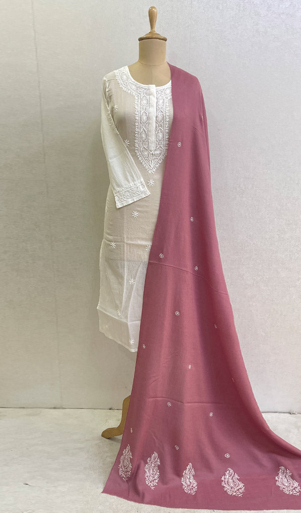 Women's Lucknowi Handcrafted Pashmina Chikankari Shawl - Honc0103828