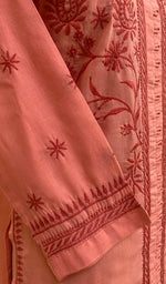 Load image into Gallery viewer, Women&#39;s Lakhnavi Handcrafted Pink Cotton Chikankari Kurti - NC068807
