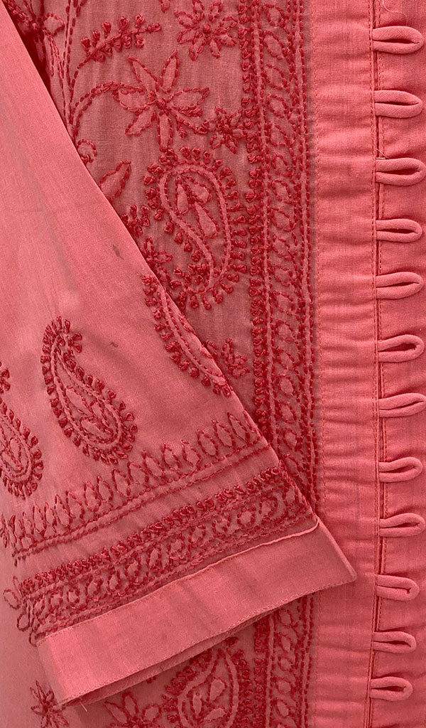 Women's Lucknowi Handcrafted Pink Cotton Chikankari Kurti - NC068824