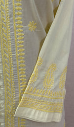 Load image into Gallery viewer, Women&#39;s Lakhnavi Handcrafted Light Yellow Cotton Chikankari Kurti - NC068827