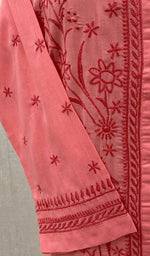 将图像加载到图库查看器中， Women&#39;s Lucknowi Handcrafted Pink Cotton Chikankari Kurti - NC068837
