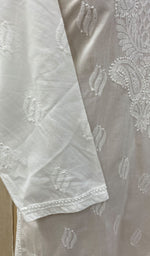 将图像加载到图库查看器中， Lakhnavi 手工制作棉质 Chikankari 短款 Kurti - NC072144