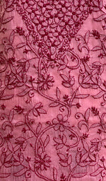 将图像加载到图库查看器中， Lakhnavi 手工制作粉色棉质 Chikankari 西装材料 - Nc072506