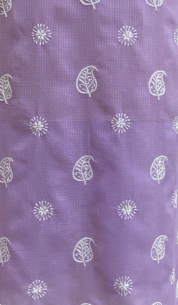 Women's Lucknowi Handcrafted Purple Kota Doria Chikankari Kurti - NC071913