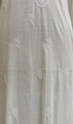 Load image into Gallery viewer, Women&#39;s Lakhnavi Handcrafted White Cotton Chikankari Kurti - NC073191