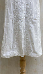 Load image into Gallery viewer, Women&#39;s Lakhnavi Handcrafted White Linen Cotton Chikankari Kurti - HONC06902