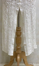 Load image into Gallery viewer, Women&#39;s Lakhnavi Handcrafted White Faux-Georgette Chikankari Dress - HONC011170
