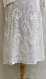 Load image into Gallery viewer, Women&#39;s Lucknowi Handcrafted Off White Chanderi Silk Chikankari Kurti - HONC021206
