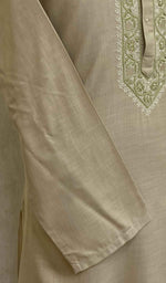 将图像加载到图库查看器中， Men&#39;s Lucknowi Handcrafted Cotton Chikankari Kurta - HONC021660
