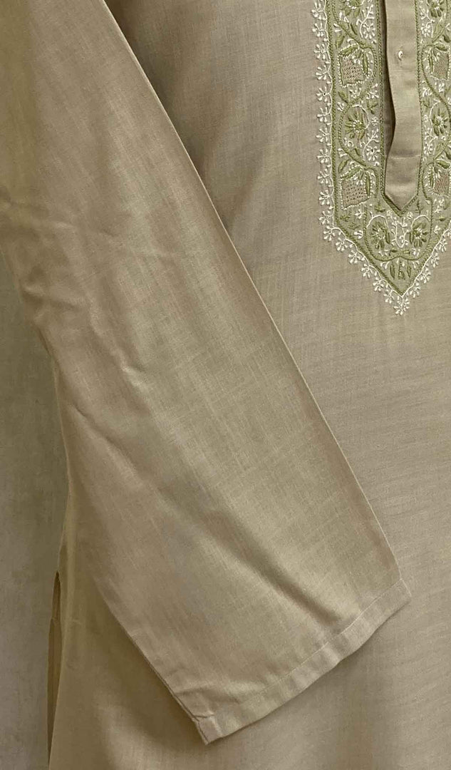 Men's Lucknowi Handcrafted Cotton Chikankari Kurta - HONC021660