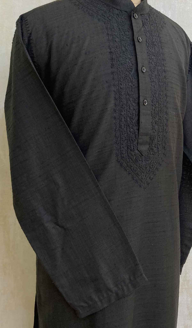 Men's Lucknowi Handcrafted Cotton Chikankari Kurta - HONC021773