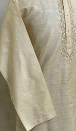 Load image into Gallery viewer, Men&#39;s Lucknowi Handcrafted Silk Chikankari Kurta - HONC021731
