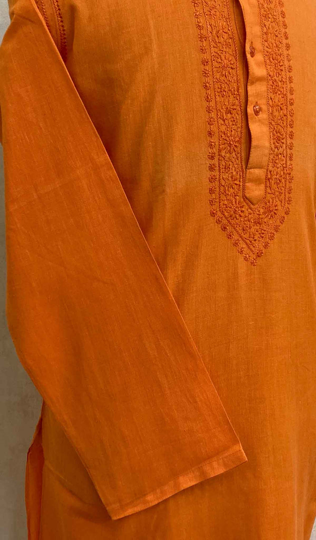Men's Lucknowi Handcrafted Cotton Chikankari Kurta - HONC021639