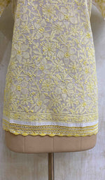 将图像加载到图库查看器中， Women&#39;s Lucknowi Handcrafted Cotton Chikankari Top - HONC013306
