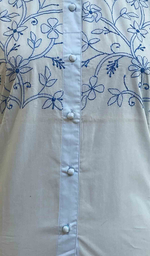 Women's Lakhnavi Handcrafted Cotton Chikankari Shirt Top - HONC054572