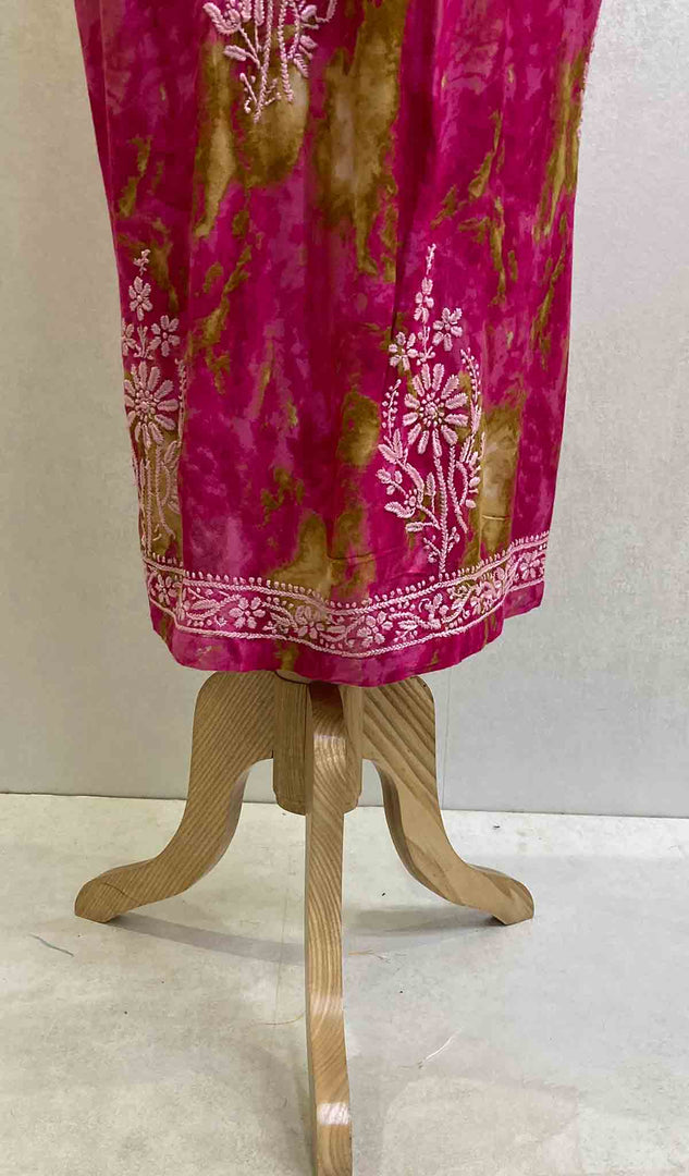 Women's Lucknowi Handcrafted Printed Modal Cotton Chikankari Dress - HONC059658