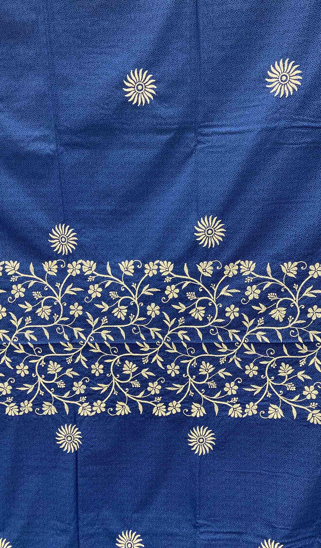 Lakhnavi Handcrafted Cotton Chikankari Bedsheet Set - HONC043424