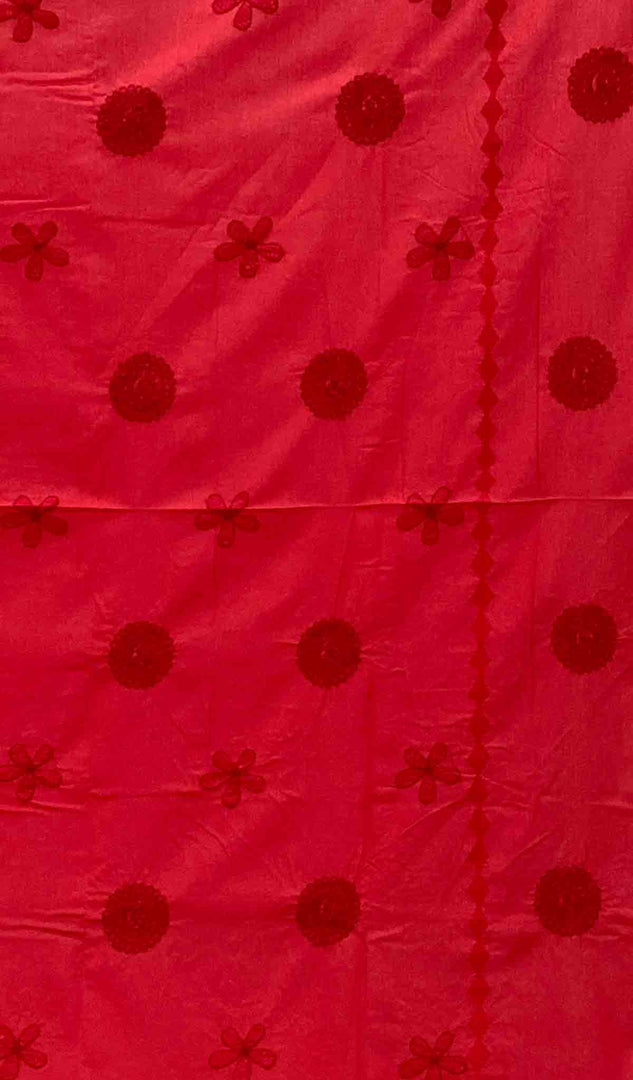 Lakhnavi 手工制作的 Chikankari 棉质床单套装 - HONC043430