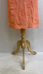 Load image into Gallery viewer, Women&#39;s Lucknowi Handcrafted Crepe Chikankari Kurti With Slip - HONC067483
