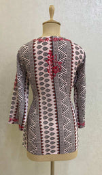 Load image into Gallery viewer, Women&#39;s Lakhnavi Handcrafted Crepe Chikankari Top - HONC067300
