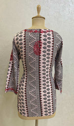 Load image into Gallery viewer, Women&#39;s Lakhnavi Handcrafted Crepe Chikankari Top - HONC067298
