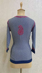 Load image into Gallery viewer, Women&#39;s Lakhnavi Handcrafted Crepe Chikankari Top - HONC067294
