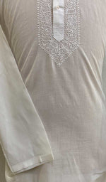 Load image into Gallery viewer, Men&#39;s Lucknowi Handcrafted Cotton Chikankari Kurta - HONC054301

