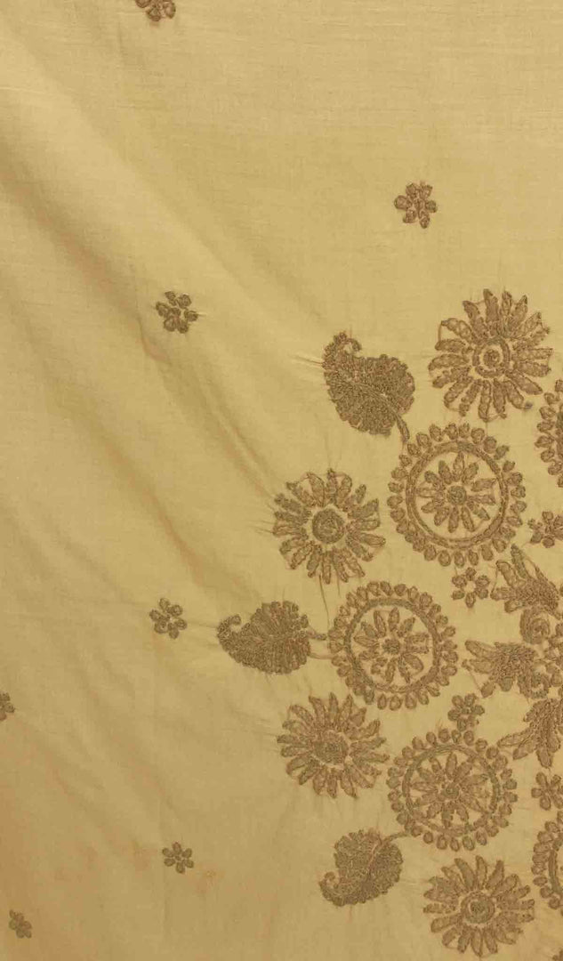 Lakhnavi 手工制作的棉质 Chikankari 桌布 - HONC041275